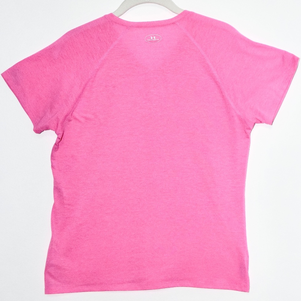 Under Armour Short Sleeve Pink V-Neck T-Shirt - Medium - Picture 2 of 7